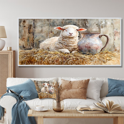 Douwine Baby Sheep Portrait at The Barn I - Sheep, art mural de salon