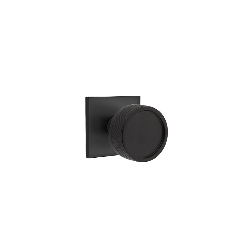 Emtek Select Dummy Knobset w/ Square Rosette, Conical Stem & Knurled Knob, Flat Black