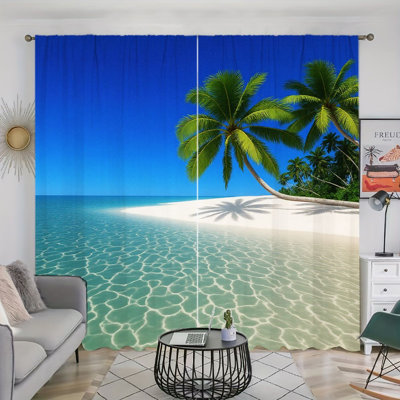 Rideau filtrant la lumière du soleil 2 pièces Tropical Beach