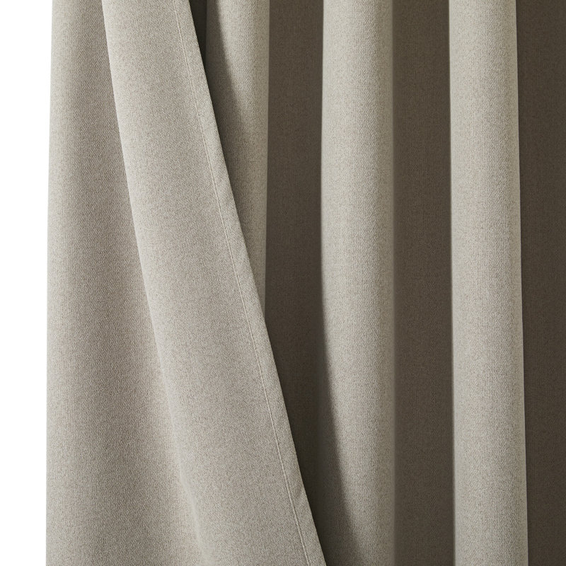 Linen Blend Blackout Curtain Panel Pair, 168cm Width x 183cm Drop, Mink