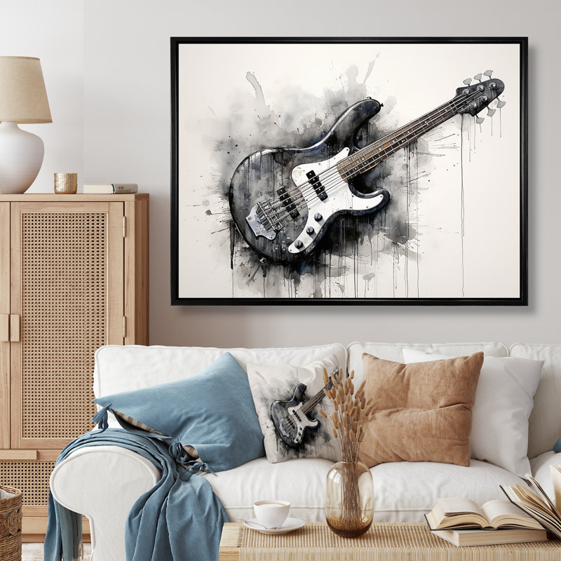 Bass Reverberation Cool Charcoal I sur impression sur toile, Cadre flottant noir, H 34 po x l 44 po