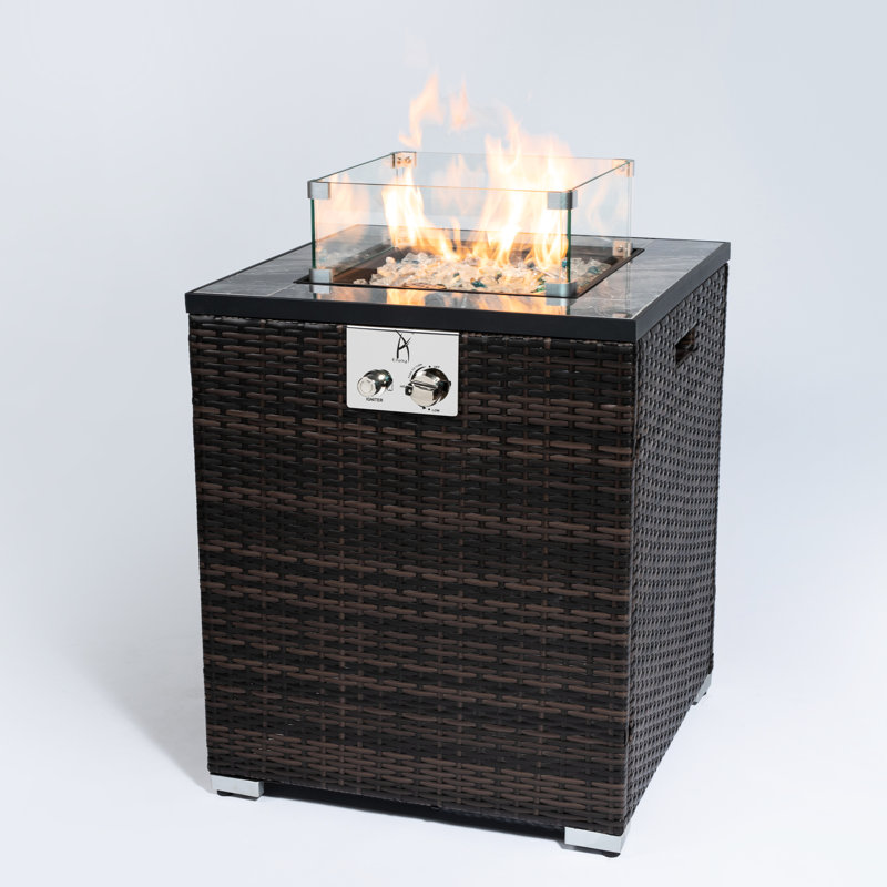Propane Fire Column 28Inch - Ceramic Tile Tabletop, Dark Brown Gas Table , Heat Output 40000Btu, Espresso