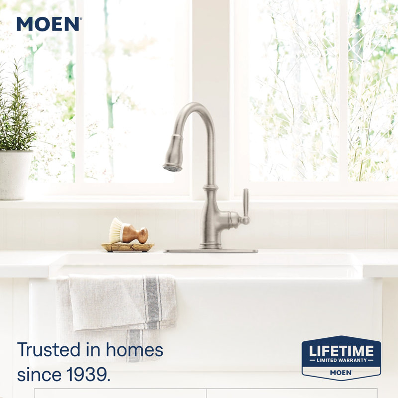 Robinet de cuisine à poignée simple Moen Brantford avec PowerBoost et Reflex, Acier inoxydable résistant aux taches