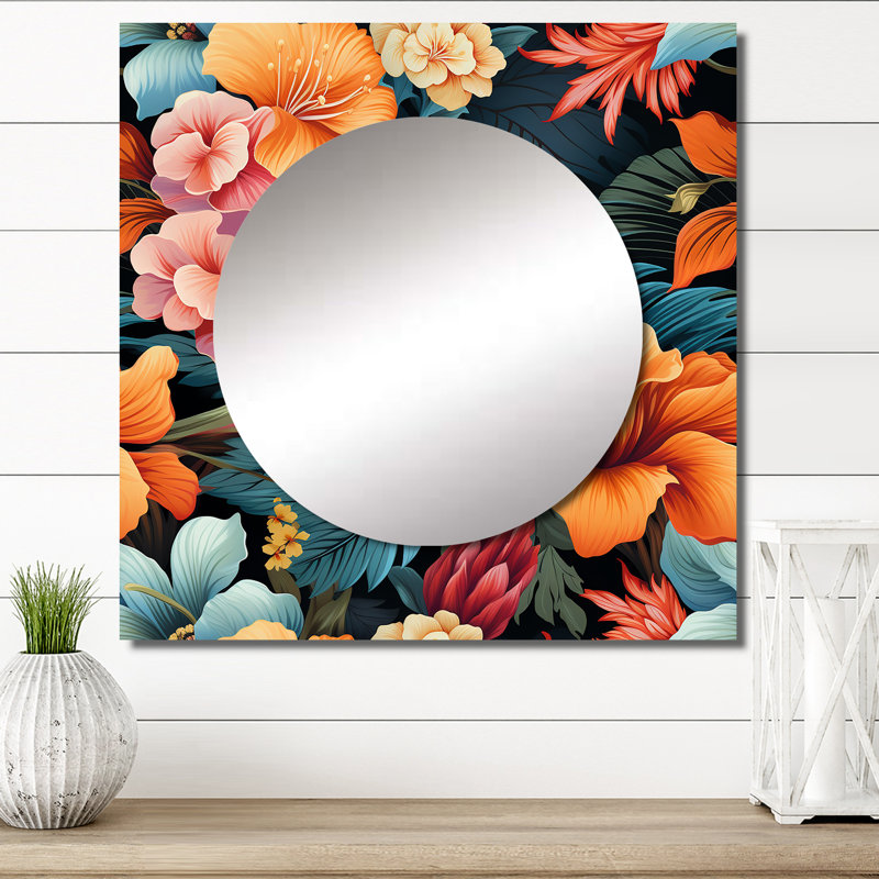 Tropical Paradise Botanical Paradise - Miroir floral carré pour décoration murale, 23 po x 23 po