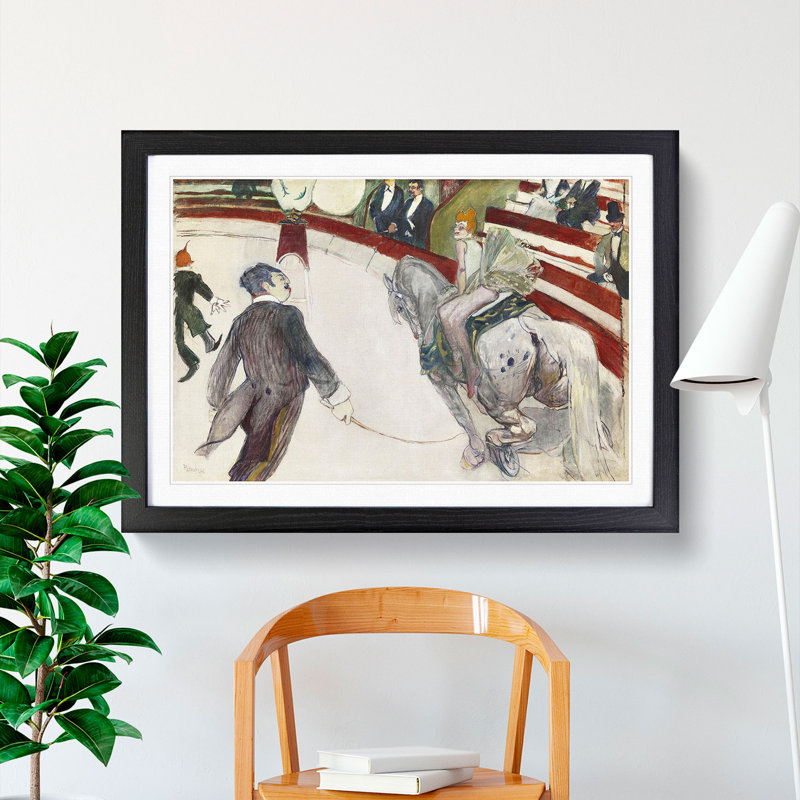 The Cirque Fernando by Henri de Toulouse-Lautrec - Picture Frame Painting, 27cm H x 36cm W x 2cm D, Black Framed