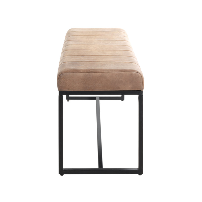 Leanora Genuine Leather Upholstered Bench