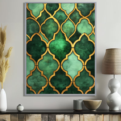 Green Gold Canvas, Emerald Art Deco Wall Art, Barbet