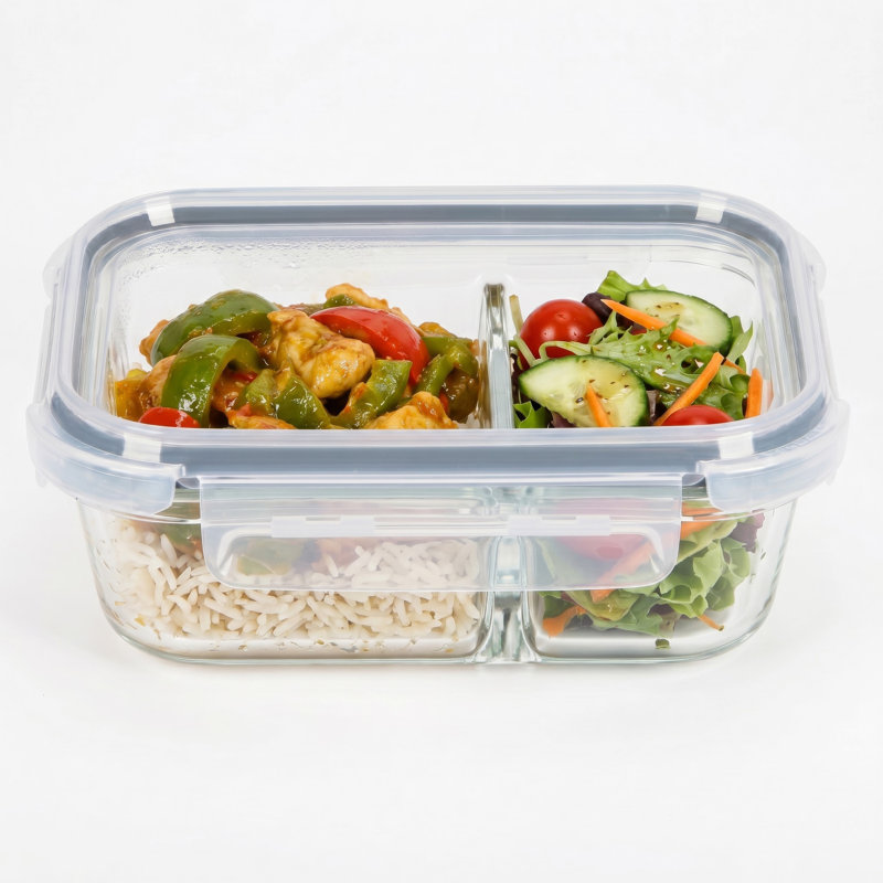  Verre borosilicaté rectangulaire à double compartiment 580 ml