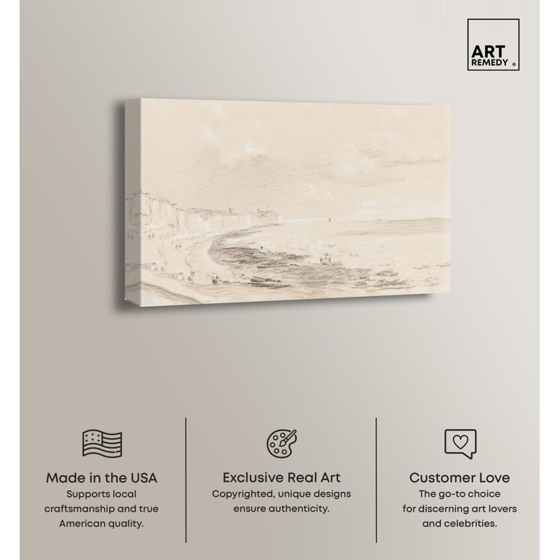Sea Coast Scene 19th Century Wrapped Canvas Art, 45" x 30"