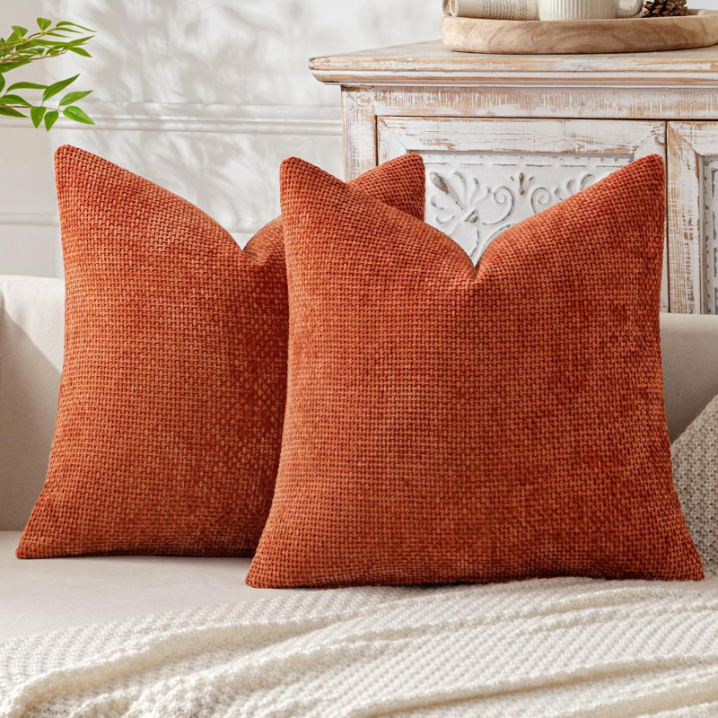 Paquet de 2 housses de coussins décoratifs en chenille douce Coussins décoratifs pour maison, Blanc