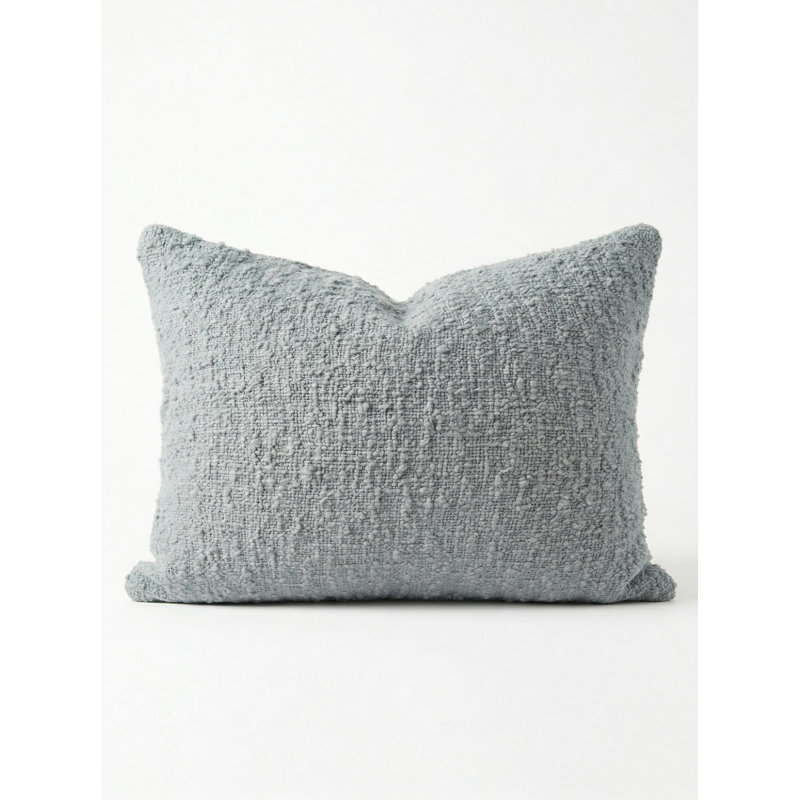 Navy Blue Cozy Boucle Cotton Pillow 20x20 with Down Insert, Brown, Square 26", Pillow Cover Only - No Insert