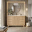 Meuble-lavabo simple de 120 cm (47,2 po) avec lavabo en résine SMC, 8 tiroirs et rangements, design cannelé, style moderne, salle de bain principale