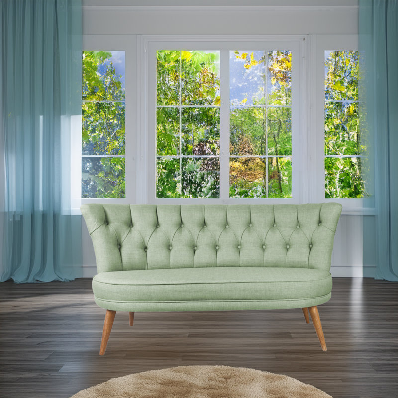 Modern 2-Seat Sofa, Petrol Green, 55.1 x 31.5 x 27.9 inches | Solid Wood Frame, 100% Polyester Fabric, 32 DNS Foam for Comfort | Easy Clean, Stylish Design for Home, Hotel & Rustic Spaces