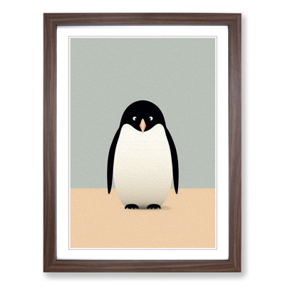 Penguin Minimalism - Single Picture Frame Print on Wood
