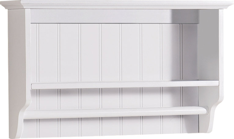 Ashbury Wood Accent Shelf with Towel Bar, White