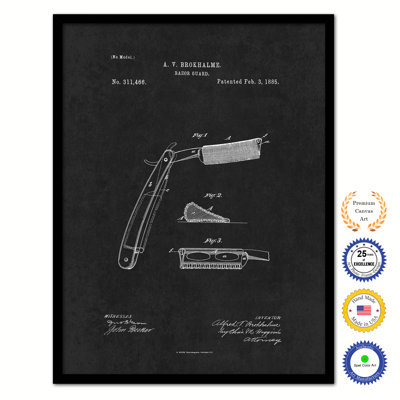 " 1885 Barber Razor Guard Vintage Patent Artwork "