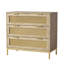 Commode d'appoint 3 tiroirs en rotin avec poignées en métal