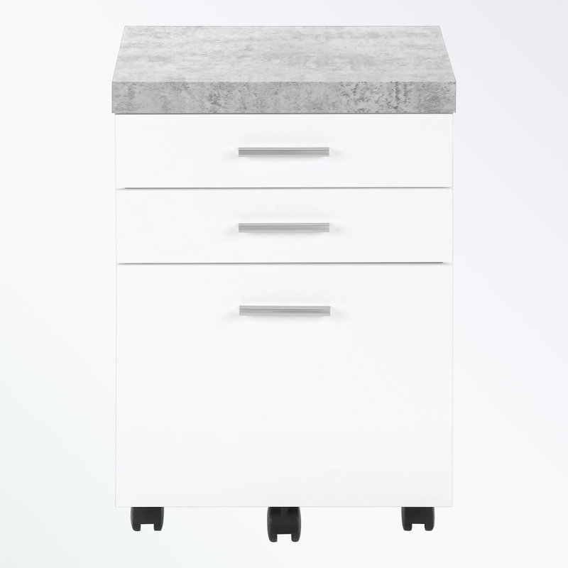18.25'' Wide 3 -Drawer Mobile File Cabinet, White/Gray