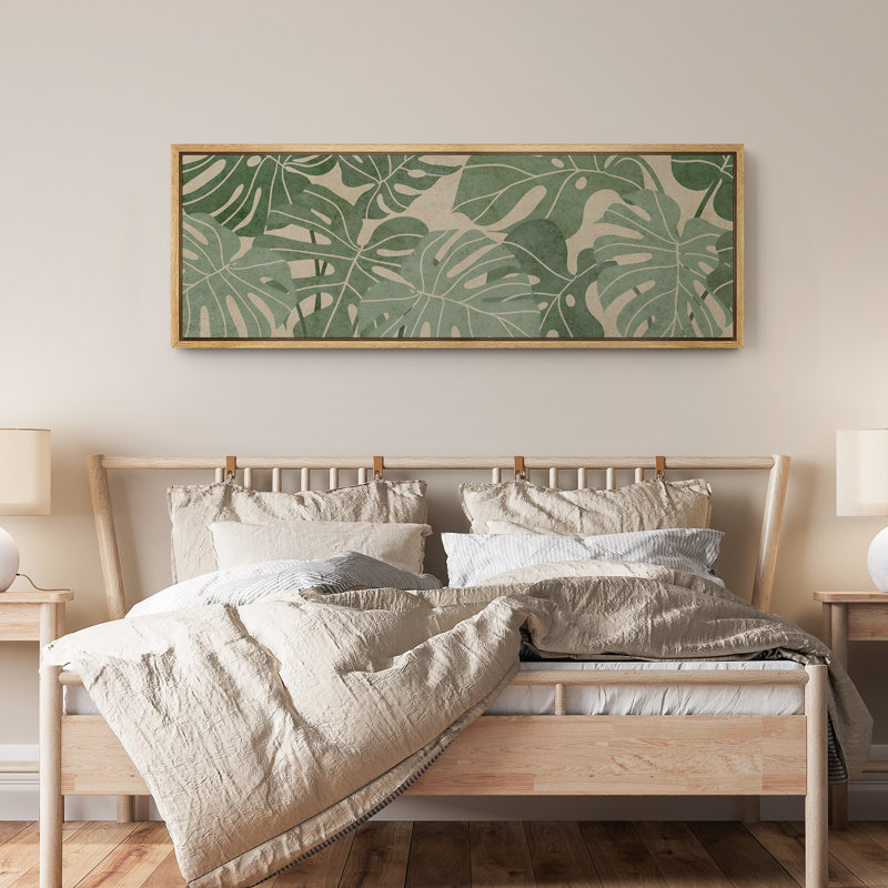 Abstrait vert tropical, palmier, feuille, nature, panoramique, art mural, impressions horizontales, H 20 po x l 60 po