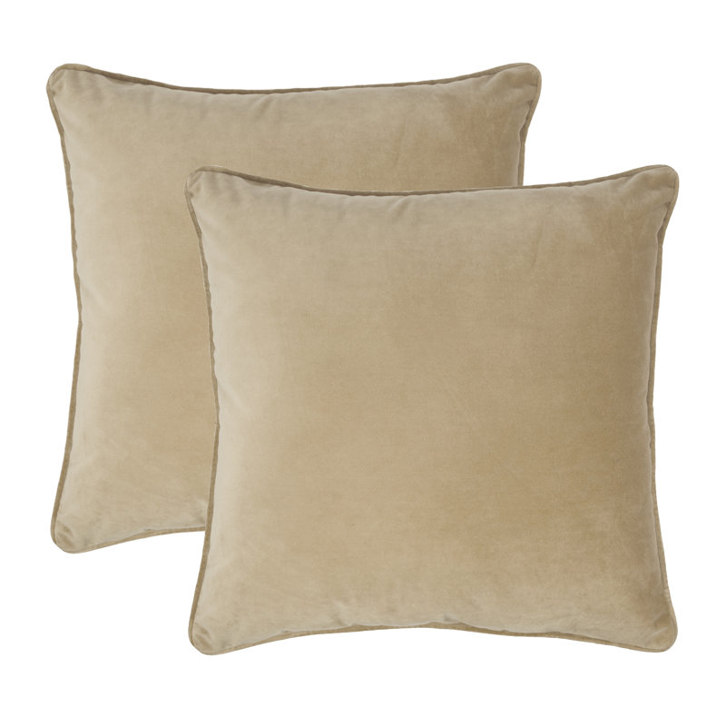 Housse et insert de coussin en velours , Ivoire, 24 po x 24 po