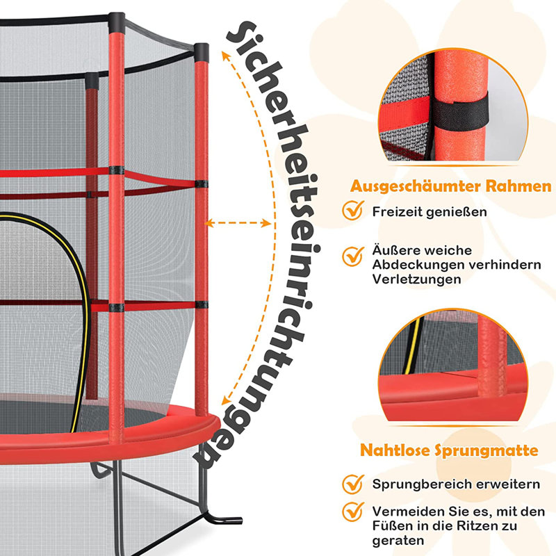 Jennie Freeport Park ft Hexagon Backyard Trampoline with Safety Enclosure
