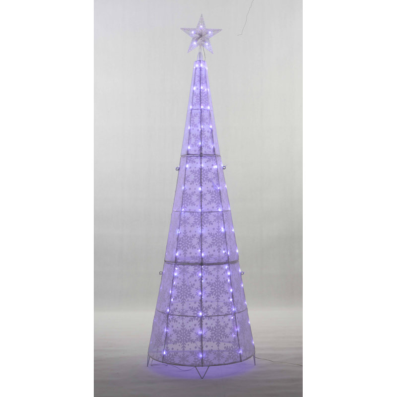 72'''' Colour Changing Led Glittering Snowflake Cone Tree Sculpture