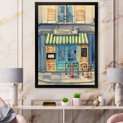 Une petite boulangerie française sous un chapiteau rayé - peinture sur toile