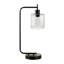 Lampe de table, 20 po, bras en métal, abat-jour cylindrique ivoire, base en marbre-126182650