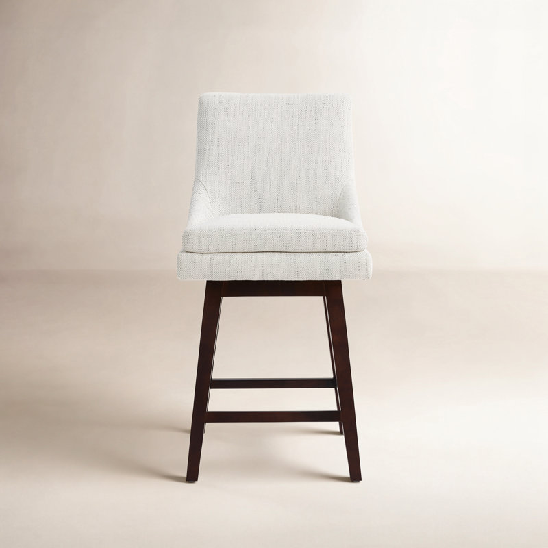 Tabouret de comptoir pivotant rembourré Zahara, Tabouret prestige ivoire / brun