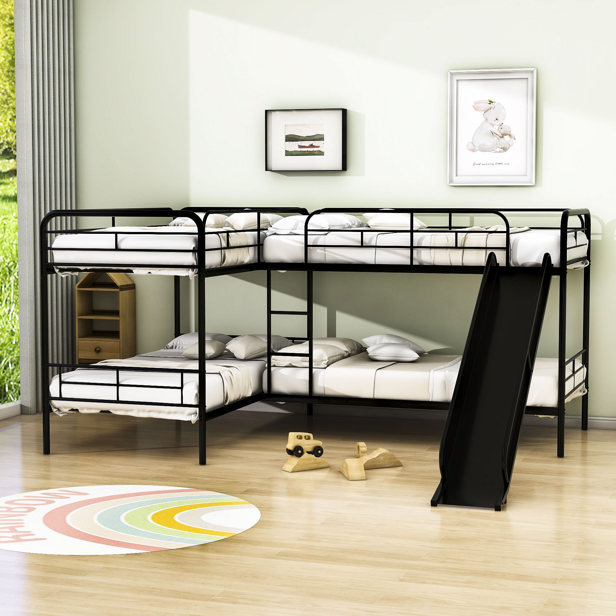 Isabelle & Max™ Emalie Twin over Twin L-Shaped Bunk Bed with Slide ...