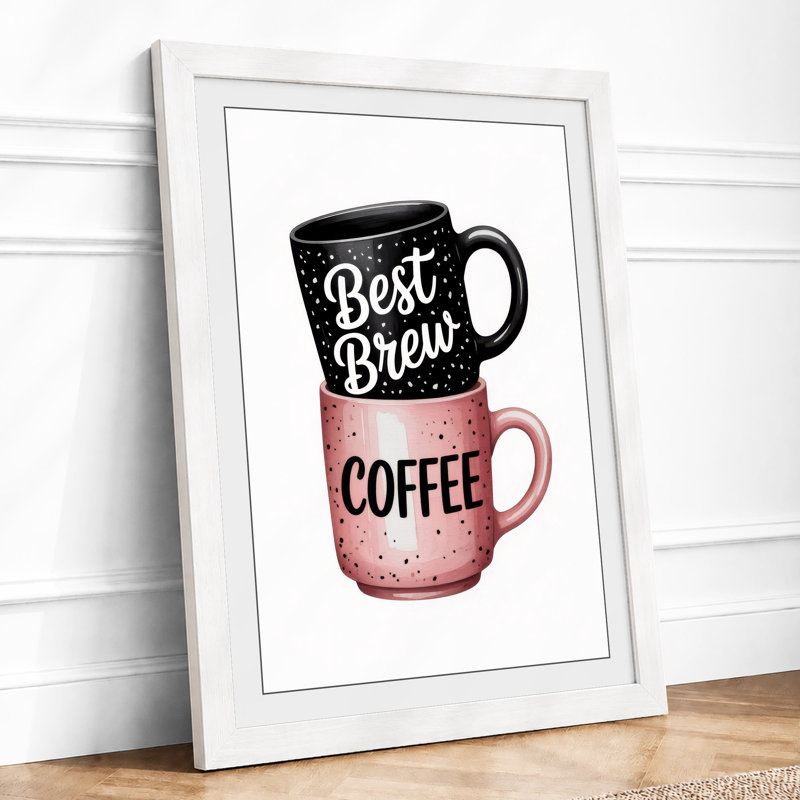 Best Brew Mugs Modern - Framed Print, A2 - 59.4 x 42.0 cm, White