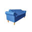 Banc à boutons de 62 po pour la chambre à coucher, le salon et le vestibule en bleu avec accoudoirs rembourrés en tissu moderne