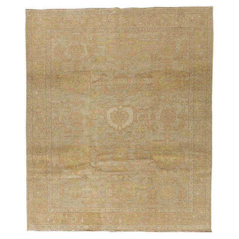 Sebastia Wool Southwestern Area Rug in Beige/Gold/Neutral, Rectangle 9' x 12'
