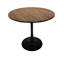 Table de salon ronde 31,5 "de couleur noyer Mid-Century avec surface et base noire, confortable pour 2 à 4 personnes dans un bureau de patio-1129166530