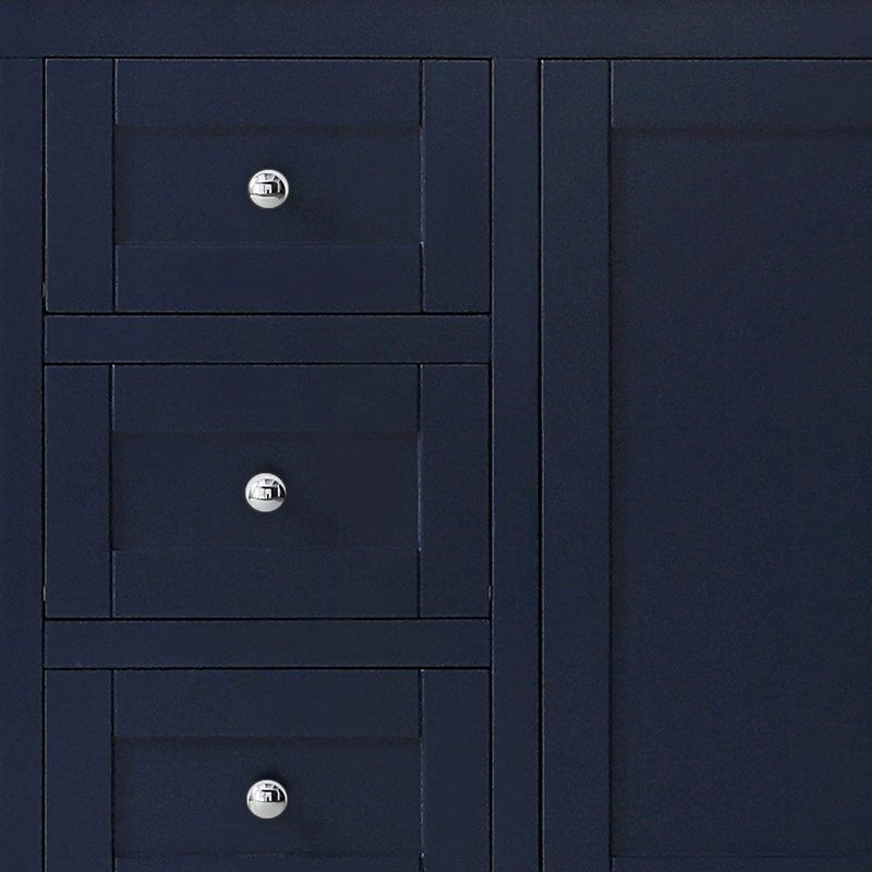 Avery 71 " Double Bathroom Vanity Base, Dark Blue/Polished Chrome