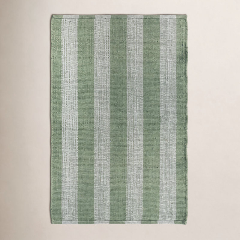 Tapis performance d'intérieur / extérieur fait à la main Jeanette Bram, Rectangulaire 8 pi x 10 pi, Vert
