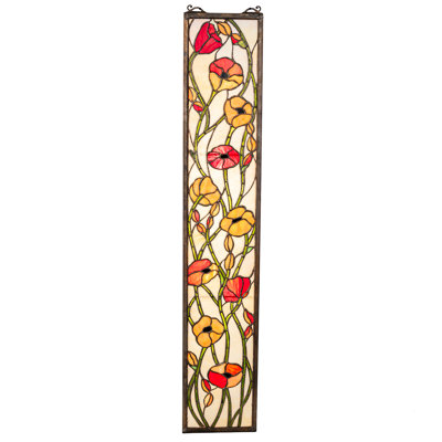 7"W X 37"H Poppy Stained Glass Window