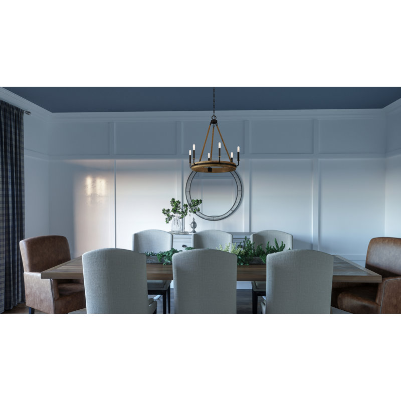 6 - Light Dimmable Wagon Wheel Chandelier