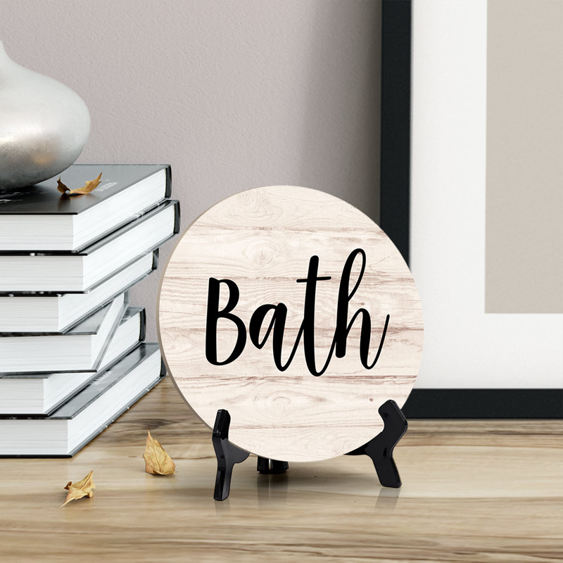 Enseigne ronde de table de salle de bain avec chevalet en acrylique
