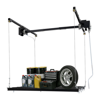 Overhead Garage Lifting Storage Rack, Garage Storage Rack, Adjustable Height Garage Storage Rack