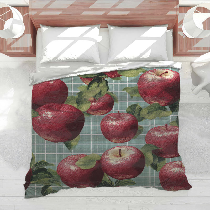 Édredon rouge avec pommes Red Bed, Très grand lit