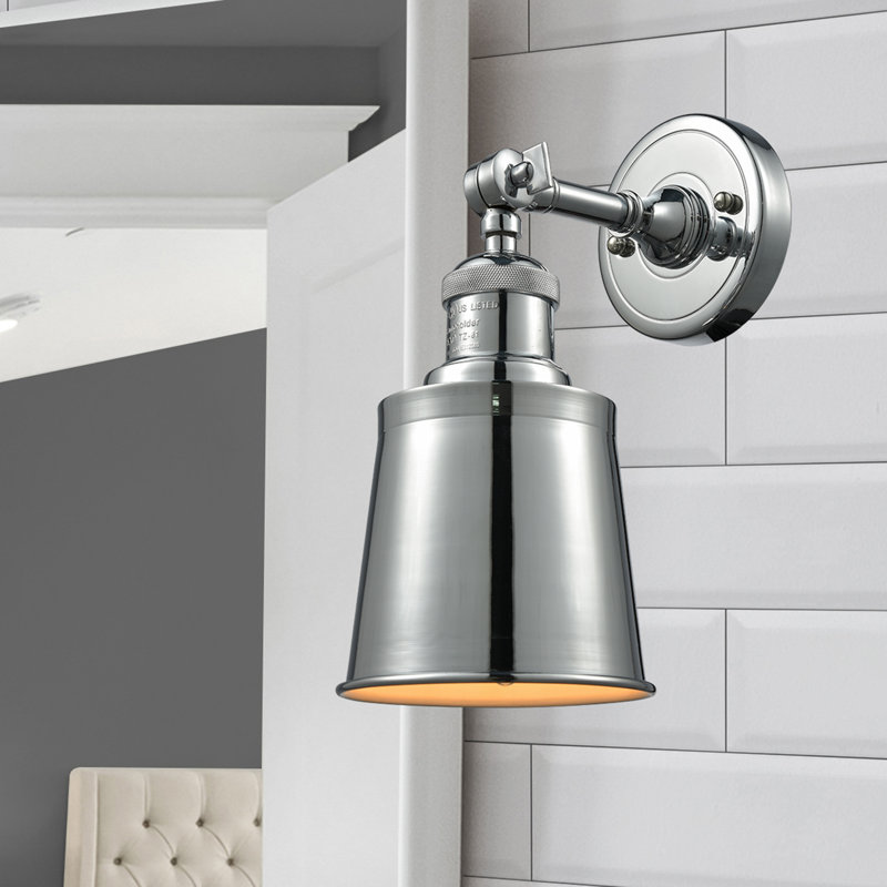 Lavender Hill Dimmable Bath Sconce, Satin Gold, 6 Watt Vinage LED Bulb, Polished Chrome