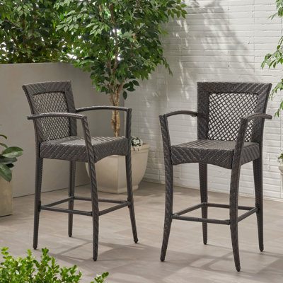 Outdoor Pe , 30" Seat, Multi Brown - Of 2, Iron Frame Included Seat 2 With Mount
