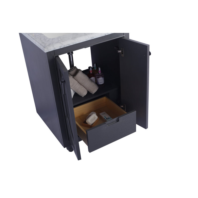 Ensemble de meuble-lavabo pour salle de bain simple 24 po Mundy, Blanc mat, Gris érable