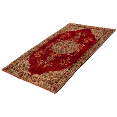 Hand Knotted Melis Vintage Red Wool Rug 4'8" x 9'1"