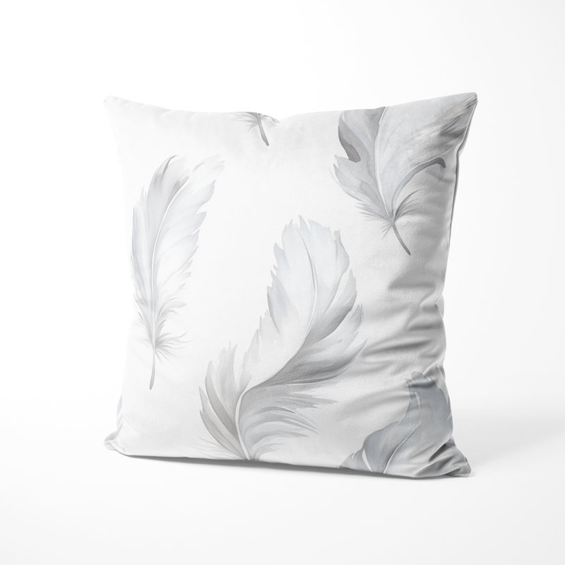 Coussin décoratif French Country - Coussin décoratif à rayures en plumes grises et blanches, H 18 po x l 18 po