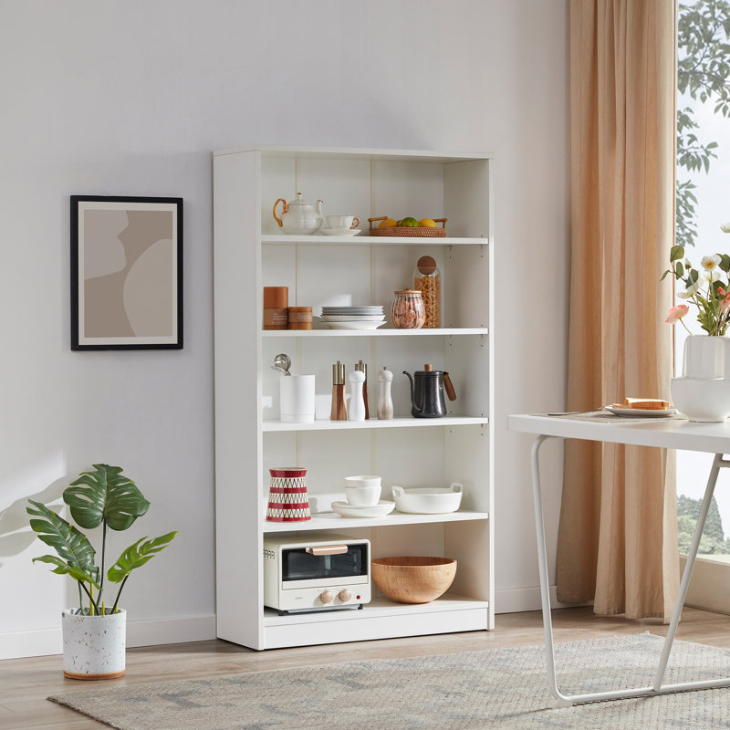 Latitude Run® Gibney Standard Bookcase, (5 Shelves) 59.84” H x 33.07” W x 11.61”D, Moon White