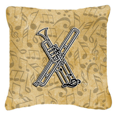 Monogramme initiale Instrument de musique intérieure/extérieure Throw Pillow