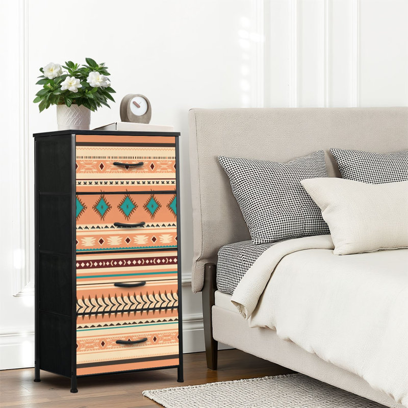 4 Drawer Dresser for Bedroom, Narrow Chest of Drawers, Wooden Top and Study Iron Frame 18"x37.5"-(WxH)