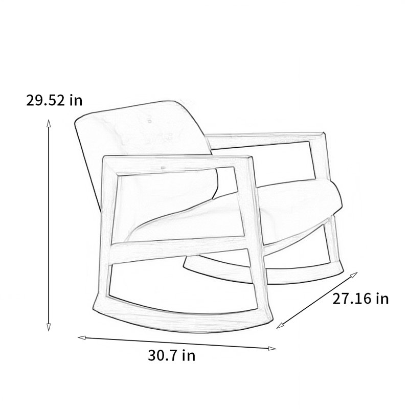 Chaise berçante avec accoudoirs en frêne massif